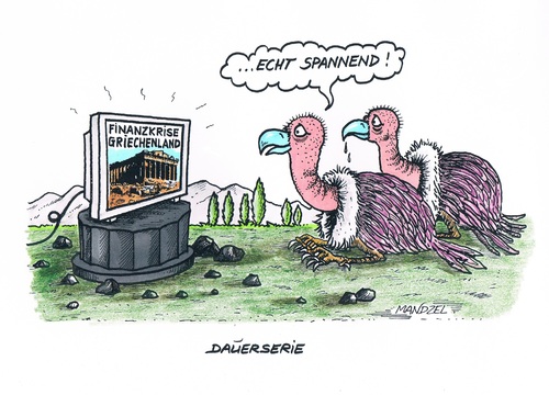Cartoon: Griechenland-Krise (medium) by mandzel tagged griechenland,finanzkrise,geier,endlosserie,bankrott,griechenland,finanzkrise,geier,endlosserie,bankrott