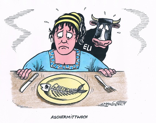 Cartoon: Griechenland nach Karneval (medium) by mandzel tagged griechenland,aschermittwoch,eu,griechenland,aschermittwoch,eu