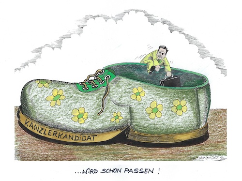 Cartoon: Habeck traut sich... (medium) by mandzel tagged grüne,habeck,kanzlerkandidat,deutschland,wahlen,grüne,habeck,kanzlerkandidat,deutschland,wahlen