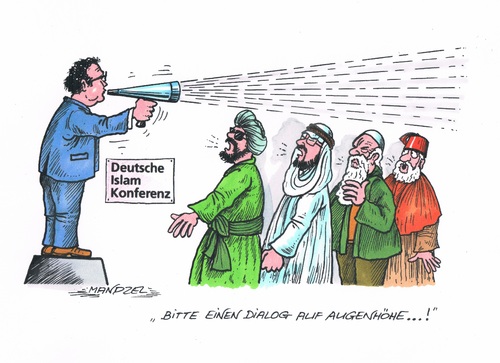 Cartoon: Islamkonferenz (medium) by mandzel tagged islam,konferenz,friedrich,dialog,islam,konferenz,friedrich,dialog