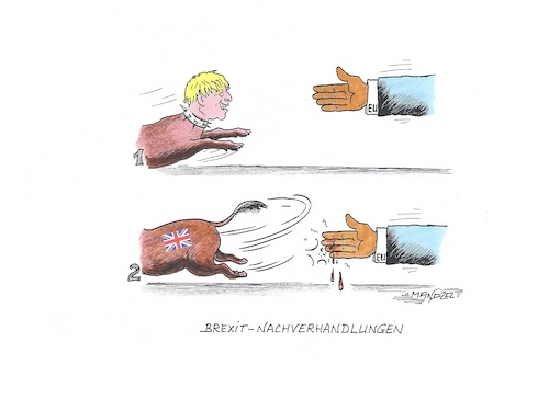 Cartoon: Johnson will den harten Brexit (medium) by mandzel tagged brexit,johnson,verhandlungen,diplomatie,großbritannien,eu,vorteile,brexit,johnson,verhandlungen,diplomatie,großbritannien,eu,vorteile