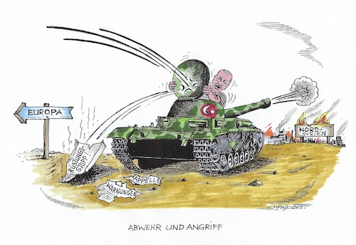 Cartoon: Kämpfer Erdogan (medium) by mandzel tagged erdogan,türkei,krieg,kurden,nordsyrien,sicherheitszone,erdogan,türkei,krieg,kurden,nordsyrien,sicherheitszone