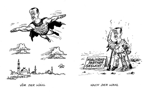 Cartoon: Parlamentswahlen in der Türkei (medium) by mandzel tagged erdogan,türkei,wahlverluste,erdogan,türkei,wahlverluste