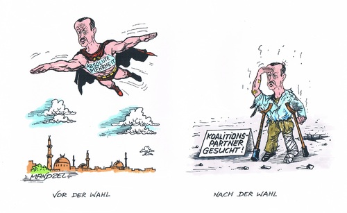 Cartoon: Parlamentswahlen in der Türkei (medium) by mandzel tagged erdogan,türkei,wahlverluste,erdogan,türkei,wahlverluste