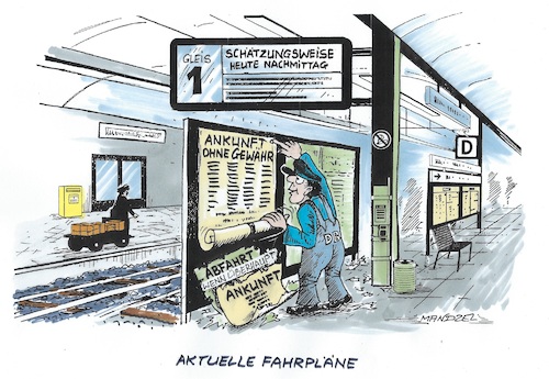 Cartoon: Planwechsel (medium) by mandzel tagged db,unzuverlässigkeit,verkehrschaos,finanzmangel,db,unzuverlässigkeit,verkehrschaos,finanzmangel