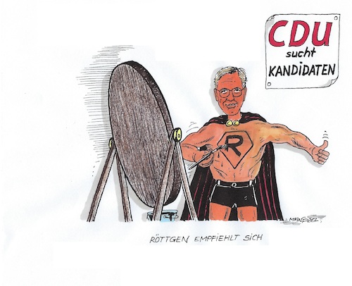 Cartoon: Röttgen prescht vor (medium) by mandzel tagged röttgen,cdu,vorsitz,kandidat,parteichaos,röttgen,cdu,vorsitz,kandidat,parteichaos