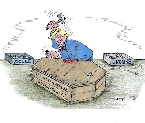 Cartoon: Sargnägel (medium) by mandzel tagged usa,europa,ukraine,krieg,frieden,trump,zölle,zeitenwende,aufrüstung,usa,europa,ukraine,krieg,frieden,trump,zölle,zeitenwende,aufrüstung