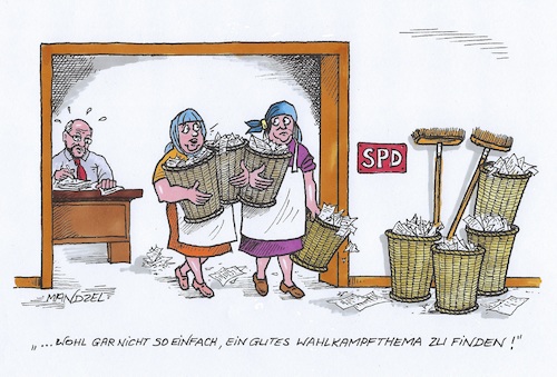 Cartoon: Schulz immer noch auf der Suche (medium) by mandzel tagged kanzlerkandidat,spd,schulz,wahlkampfthema,ideenlosigkeit,kanzlerkandidat,spd,schulz,wahlkampfthema,ideenlosigkeit