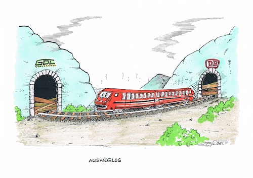 Cartoon: Streik bei der Bahn (medium) by mandzel tagged bahn,gewerkschaft,löhne,bahn,gewerkschaft,löhne