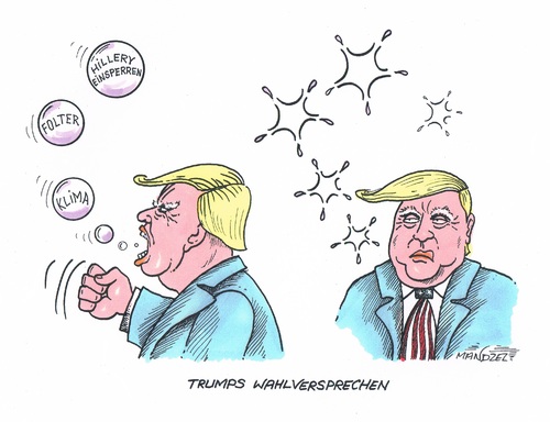 Cartoon: Trumps Wahlversprechen (medium) by mandzel tagged trump,wahl,usa,trump,wahl,usa