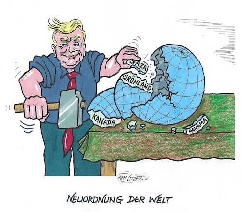 Cartoon: Umgestalter (medium) by mandzel tagged trump,gaza,kanada,grönland,panama,amerika,neuordnung,trump,gaza,kanada,grönland,panama,amerika,neuordnung