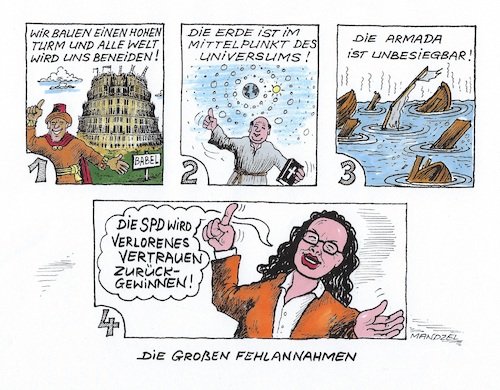 Cartoon: Unhaltbare Aussagen (medium) by mandzel tagged nahles,vertrauen,spd,politik,wählergunst,groko,nahles,vertrauen,spd,politik,wählergunst,groko