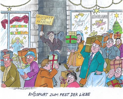 Cartoon: Weihnachtskonsum (medium) by mandzel tagged deutschland,armut,weihnachten,konsum,deutschland,armut,weihnachten,konsum