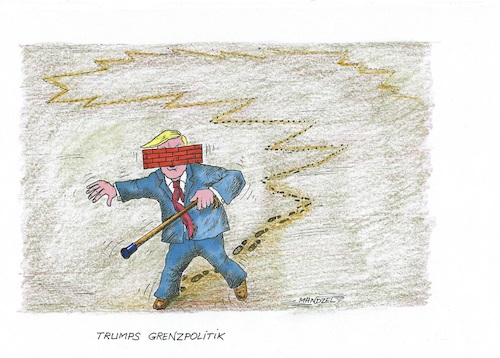 Cartoon: Zickzack-Kurs (medium) by mandzel tagged trump,grenzpolitik,usa,zickzack,imigranten,personalkarrussel,trump,grenzpolitik,usa,zickzack,imigranten,personalkarrussel