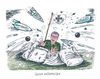 Cartoon: De Maiziere in der Schusslinie (small) by mandzel tagged verteidigungsminister,vorwürfe,kritik,beschuss,drohnenaffäre
