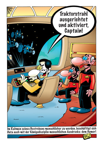 Cartoon: Commander Data und der Humor (medium) by stefanbayer tagged startrek,raumschiff,enterprise,tng,weltraum,planeten,traktor,traktorstrahl,anziehen,brücke,commander,data,captain,picard,will,riker,nummer,eins,computer,zukunft,science,fiction,stefan,bayer