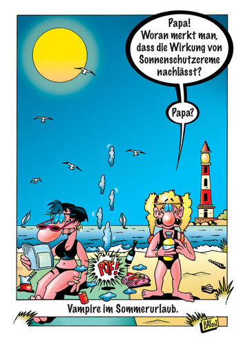 Cartoon: Sonnenschutzcreme (medium) by stefanbayer tagged stefan,bayer,stefanbayer,vampir,blutsauger,verbrennen,blut,vampirette,vampirin,vampirzähne,fledermaus,sommer,sonne,urlaub,ferien,strand,meer,ostsee,baden,möwen,freizeit,pof,leuchtturm,see,erholen,entspannen