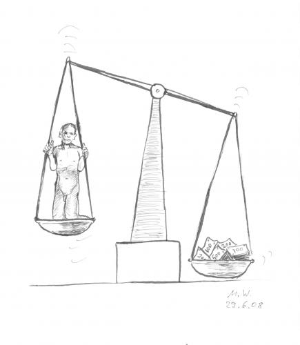 Cartoon: Waage (medium) by Mawi tagged mensch,waage,geld,kapital,wirtschaft,politik,werte