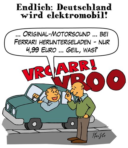 Cartoon: Elektromobil-Sound (medium) by Andreas Pfeifle tagged elektroauto,elektromobil,auto,motorsound,herunterladen,elektro,sound,geräusch