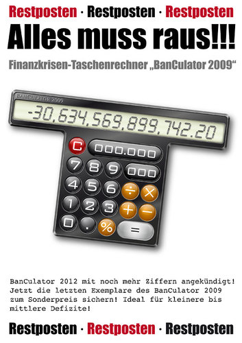 Cartoon: Finanzkrisen-Taschenrechner (medium) by Andreas Pfeifle tagged taschenrechner,rechner,finanzkrise,milliarden,billionen,billiarden,summen,krise,defizit