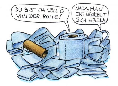 Cartoon: Klopapiere (medium) by Andreas Pfeifle tagged klopapiere,rolle,dialog,entwicklung
