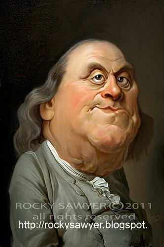 Cartoon: Benjamin Franklin (medium) by rocksaw tagged benjamin,caricature,franklin