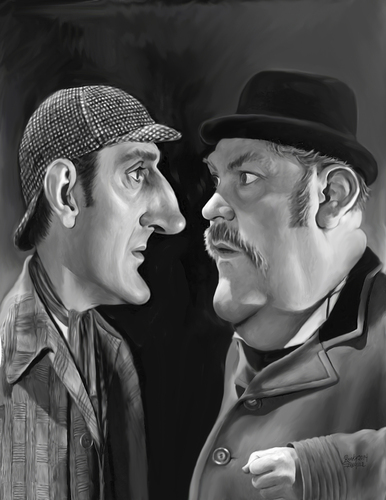 Cartoon: Holmes And Watson (medium) by rocksaw tagged holmes,and,watson,caricature