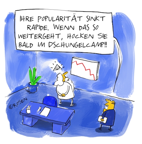 Cartoon: Gott (medium) by Holga Rosen tagged gott,unpopulär,dschungelcamp,gott,unpopulär,dschungelcamp,umfragewerte,popularität,skala,büro