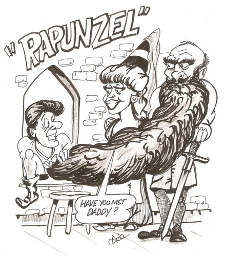 Cartoon: BAD HAIR DAY (medium) by ade tagged fairy,tale,rapunzel,beards
