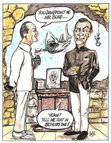 Cartoon: Dr No (medium) by ade tagged james,bond,007,doctor,no