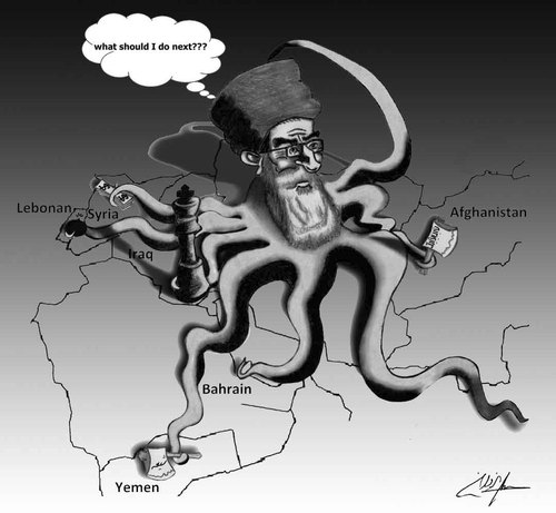 Cartoon: Khamenei (medium) by hossein yazdani tagged iran,octopus,khamenei