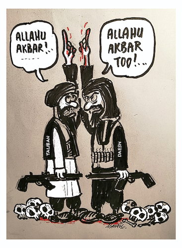 Cartoon: ALLAHU AKBAR (medium) by ismail dogan tagged kabul