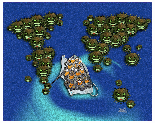 Cartoon: covid19 migrants... (medium) by ismail dogan tagged corona