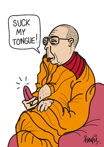 Cartoon: Dalai Lama (medium) by ismail dogan tagged dalai,lama