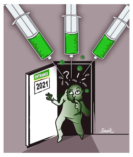 Cartoon: Entrance 2021 (medium) by ismail dogan tagged 2021