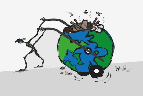 Cartoon: garbage collector (medium) by ismail dogan tagged waste,pollution