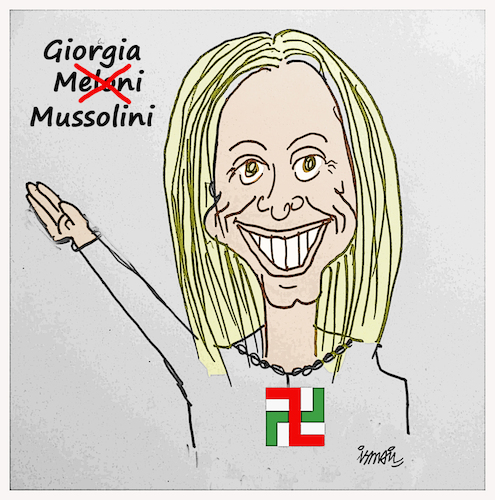 Cartoon: Giorgia Meloni (medium) by ismail dogan tagged giorgia,meloni