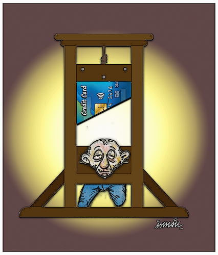 Cartoon: Guillotine (medium) by ismail dogan tagged credit,card