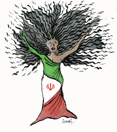 Cartoon: loose hair (medium) by ismail dogan tagged mahsa,amini