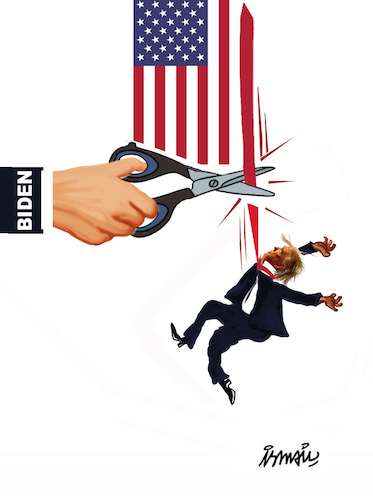 Cartoon: the fall (medium) by ismail dogan tagged us,election,2020
