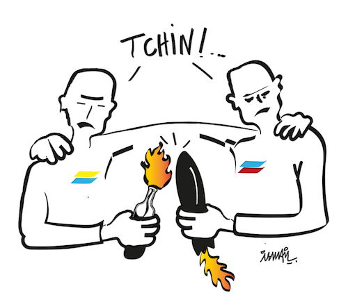 Cartoon: to friendship. (medium) by ismail dogan tagged war