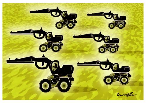 Cartoon: TRACTEURS (medium) by ismail dogan tagged europeens,agriculteurs