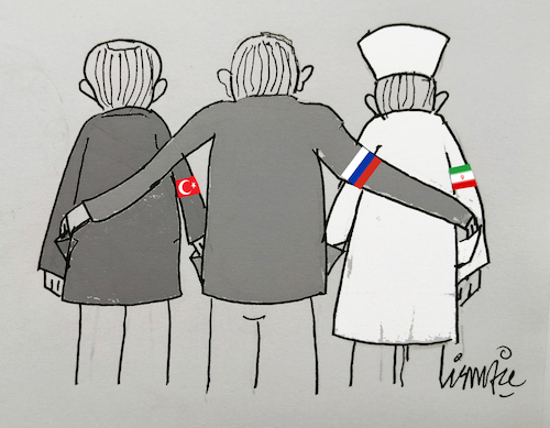 Cartoon: Trilateral Summit (medium) by ismail dogan tagged trilateral,summit