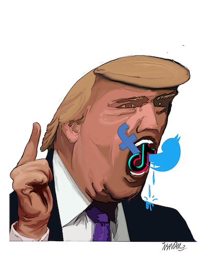 Cartoon: trump and social network (medium) by ismail dogan tagged trump