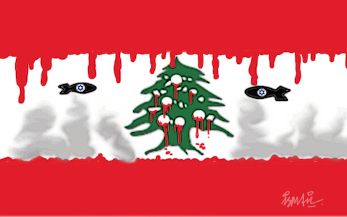 Cartoon: War in Lebanon (medium) by ismail dogan tagged lebanon