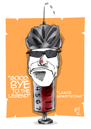 Cartoon: lance armstrong (medium) by emre yilmaz tagged lance,armstrong,bicycle,usa,sport