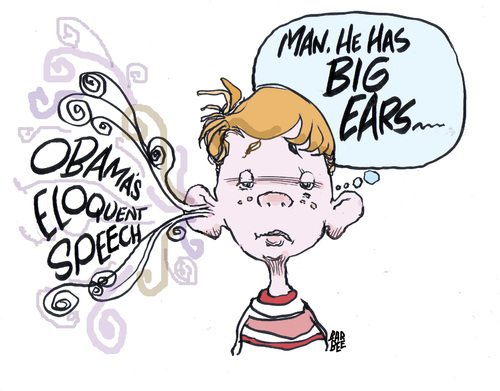 Cartoon: a talk to the kids (medium) by barbeefish tagged obama