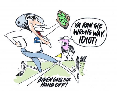Cartoon: BIDEN gets to carry the ball (medium) by barbeefish tagged jobs