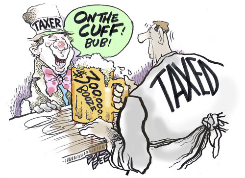 Cartoon: booze bill (medium) by barbeefish tagged hangover