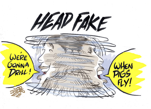 Cartoon: head fake (medium) by barbeefish tagged obama